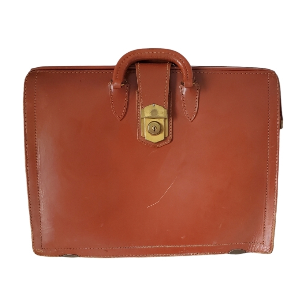 Vintage Brown Cowhide Multi Sectioned Hardcover Briefcase Medium Size